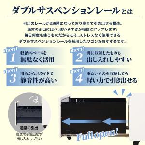 デスクワゴン 3段 鍵付き キャスター付き サ...の詳細画像4