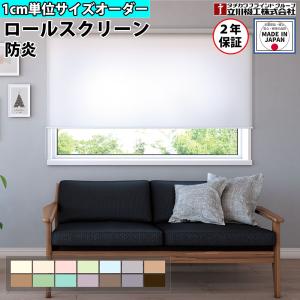 特価6月末迄 ロールスクリーン オーダー 1cm単位 防炎 賃貸OK カーテンレール 取り付け 天井付け プルコード 立川機工 日本製 FS-RSCFP-Y