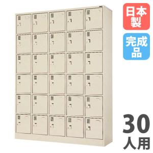 法人限定 搬入設置 シューズロッカー 30人用 5列6段 中棚付 シリンダー錠 下駄箱 シューズボックス 玄関収納 業務用 会社 完成品 日本製 SLK-3056-TNG