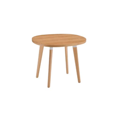 ミーティングテーブル 変形丸型 幅70.5×奥行71×高さ60cm ナチュラル 木製天板テーブル ロ...