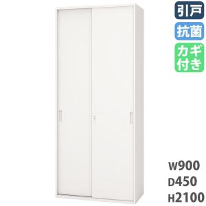 引戸書庫 6段 幅900×奥行450×高さ2100mm システム収納庫 スチール書庫 引き違い書庫 キャビネット 鍵付き 収納棚 書庫 書棚 オフィス収納 業務用 SSN45-21S-W