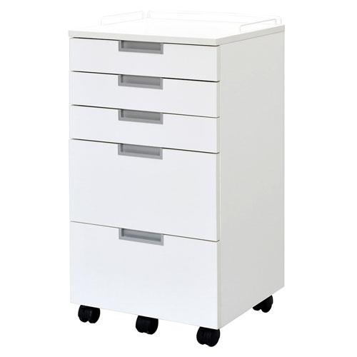 法人限定  ワゴン 5段 歯医者 病院 幅452×奥行420×高さ840mm ホワイト キャスター付...