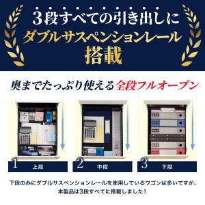 デスクワゴン 3段 シリンダー錠 サイドワゴン...の詳細画像4
