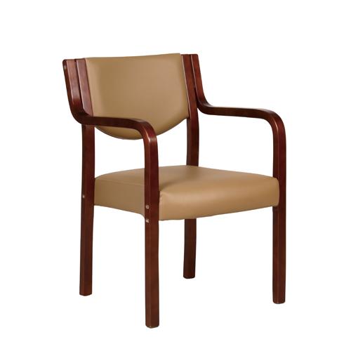 法人 送料無料   木製チェア ブラウンフレーム ダイニングチェア スタッキング ベージュ 介護 椅...