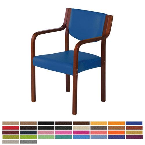 法人送料無料  木製チェア 幅510×奥行560×高さ775mm ブラウン 肘付チェア 木製フレーム...