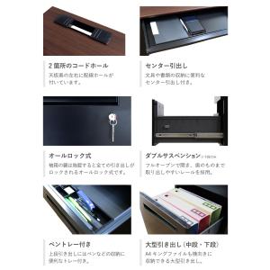 オフィスデスク ブラック 片袖机 幅1400×...の詳細画像3