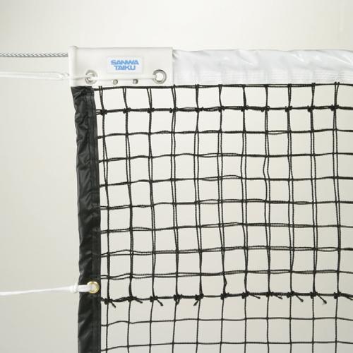 テニスネット 硬式用 上段ダブル ポリエチレン 440T/44本 無結節 黒 スチールワイヤー セン...