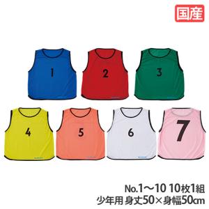 ビブス 10枚1組（1〜10） 一般用 フリーサイズ ゼッケン ベスト 番号