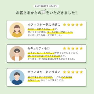 デスクワゴン スリム 3段 鍵付き キャスター...の詳細画像2