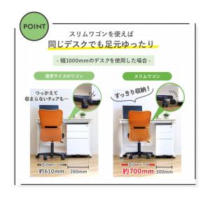 デスクワゴン スリム 3段 鍵付き キャスター...の詳細画像5