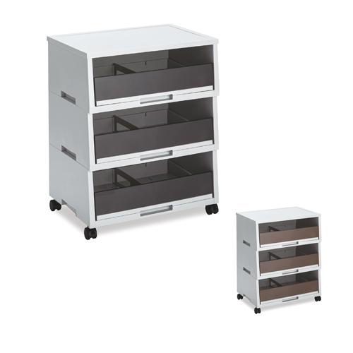 法人限定  古紙ボックス 引き出しタイプ 3段 A3深型 キャスター付き ダークグレー ブラウン 古...