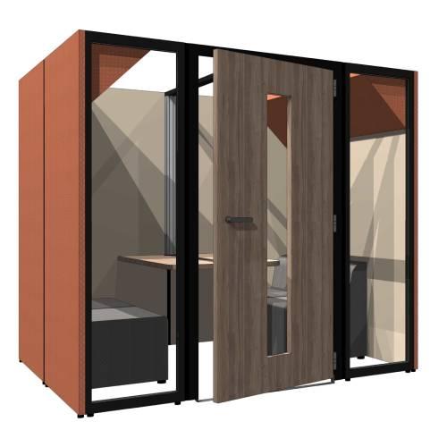 配送エリア限定  組立設置無料  集中ブース 扉付き 4人用 幅2060×奥行1885×高さ1900...