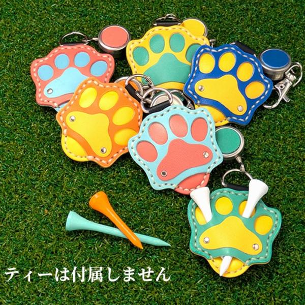 ティーホルダー 肉球型 本革 手縫い オリジナル 日本製 4本収納 リール付 ポケット内の汚れやティ...