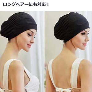 スイムキャップ 水泳帽 ゆったり 深め 黒 男...の詳細画像1