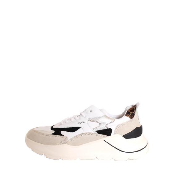 レディース　DATE/デイト　FUGA　ホワイト×レオパード　ダッドスニーカー　レザースニーカー　レ...