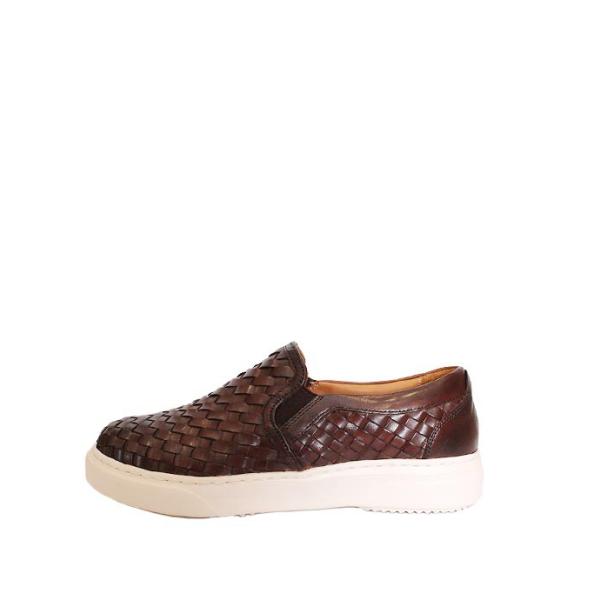 MARIO MINARDIマリオミナルディ　X140505　ブラウン　スリッポン　レザースニーカー　...