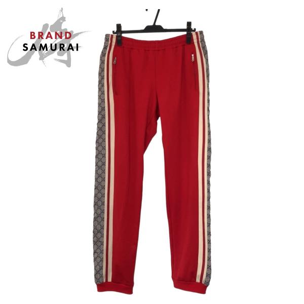 美品 GUCCI グッチ テクニカルジャージ サイドライン GG柄 サイズL レッド 545603 ...