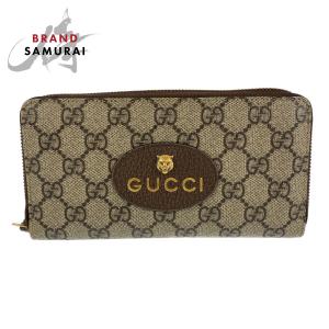 GUCCI グッチ GGスプリーム ブラウン 茶 ゴールド金具 GGキャンバス 473953 長財布 ラウンドファスナー レディース 403982｜loopinc2019ys