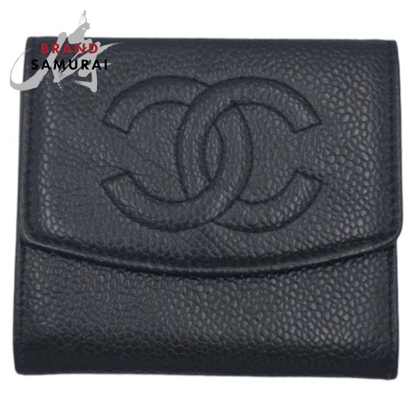 CHANEL シャネル ヴィンテージ マトラッセ ココマーク  ブラック 黒 マットキャビアスキン/...