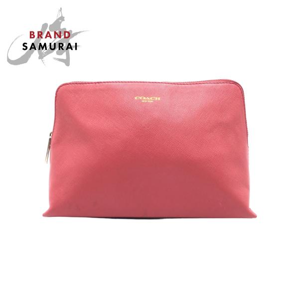 美品 COACH コーチ ピンク ゴールド金具 カーフ ポーチ 小物入れ レディース 405033