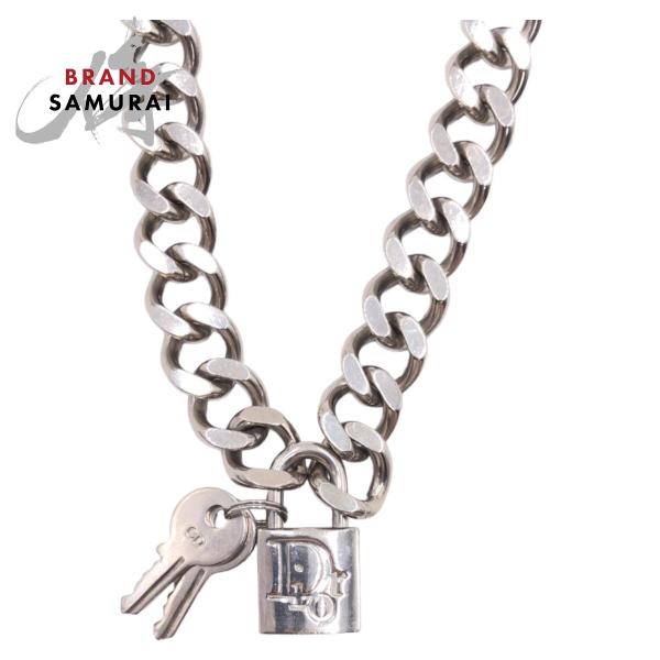 美品 Dior ディオール カデナ パドロック キー シルバー メタル ネックレス ペンダント メン...
