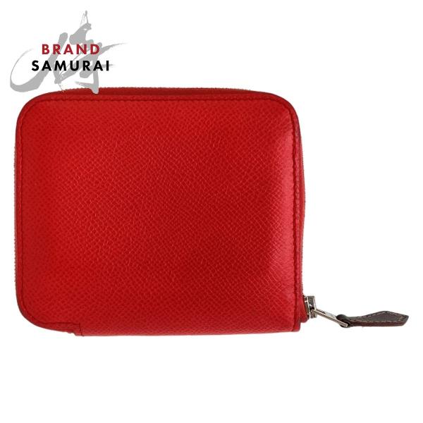 HERMES エルメス アザップシルクイン ローズテキサス シルバー金具 ヴォーエプソン 折財布 コ...