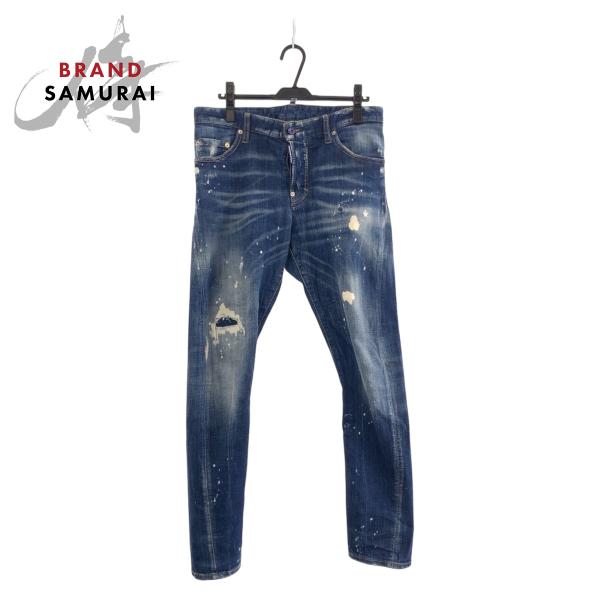 美品 DSQUARED2 ディースクエアード ダメージ加工 ペイント サイズ46 デニム デニムパン...