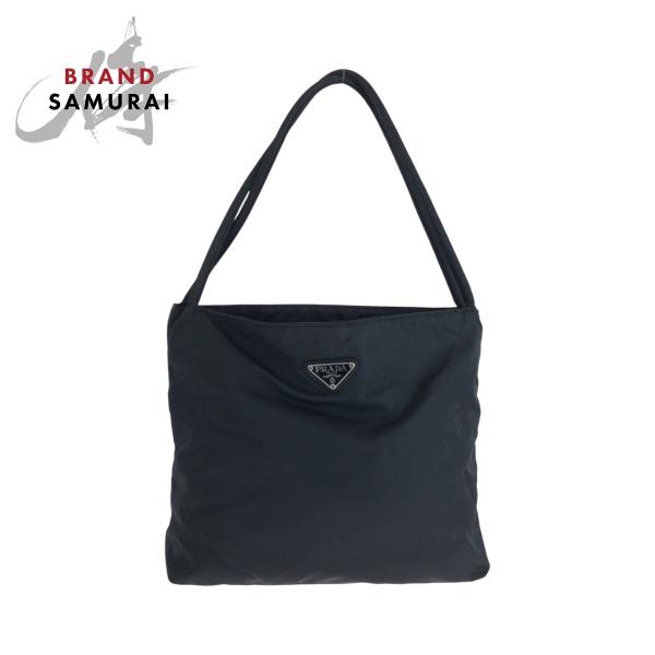 美品 PRADA プラダ テスート 三角ロゴプレート ブラック 黒 シルバー金具 ナイロン B624...