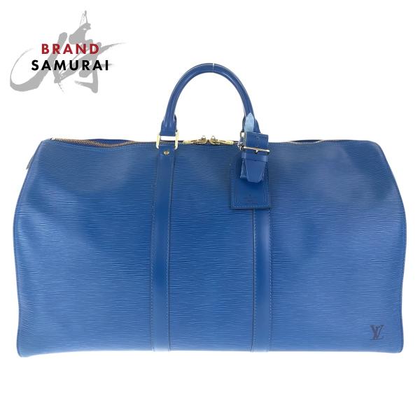 美品 LOUIS VUITTON ルイヴィトン エピ キーポ ル 50 トレドブルー ゴールド金具 ...