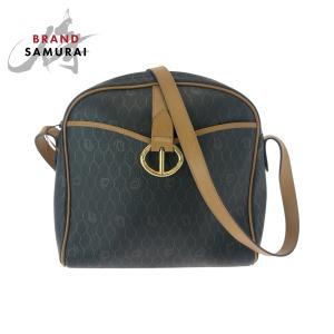 美品 Dior ディオール ヴィンテージ ハニカム柄 ブラウン ゴールド金具 PVC ショルダーバッグ ポシェット レディース 502088