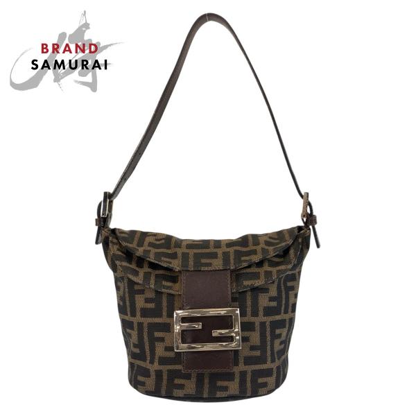 美品 FENDI フェンディ ヴィンテージ ズッカ マンマバケット ブラウン シルバー金具 キャンバ...