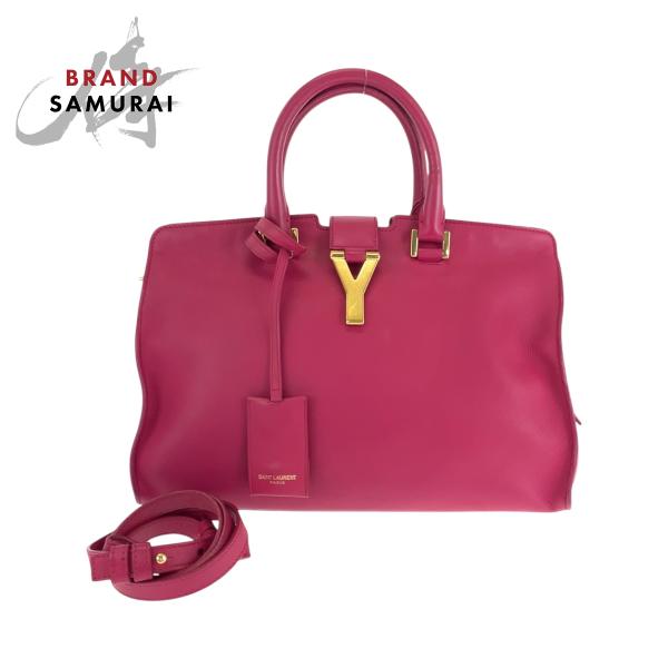 美品 SAINT LAURENT PARIS サンローランパリ プチカバス Yライン フューシャ ピ...
