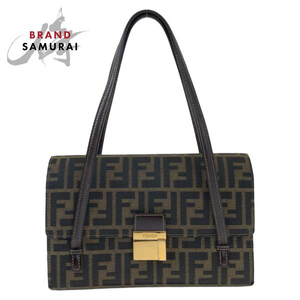 FENDI フェンディ ヴィンテージ ズッカ柄 ブラウン 茶色 ゴールド金具 キャンバス ショルダー...