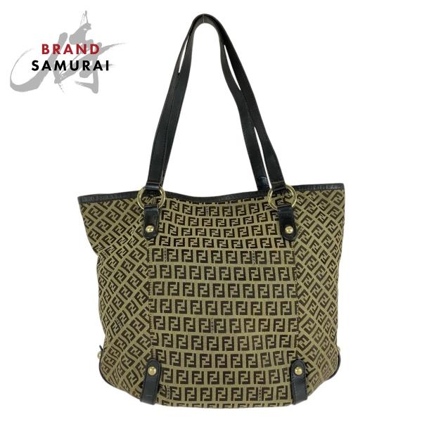 FENDI フェンディ ヴィンテージ ズッキーノ ブラウン ゴールド金具 キャンバス/8BH197 ...