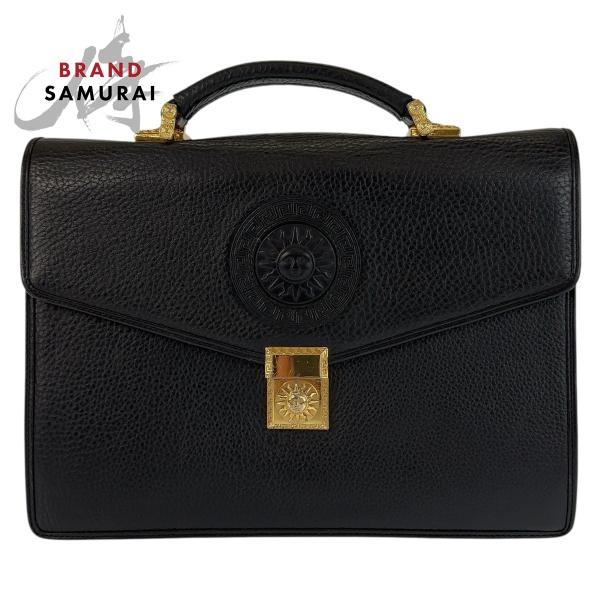 美品 VERSACE ヴェルサーチ ヴィンテージ サンバースト メデューサ ブラック 黒 ゴールド金...