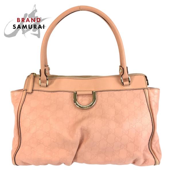 美品 GUCCI グッチ アビー グッチシマ ピンク ゴールド金具 レザー 189831 トートバッ...