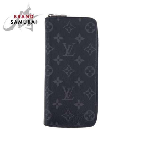 美品 ルイヴィトン モノグラム エクリプス ジッピーウォレット ヴェルティカル ブラック シルバー金...