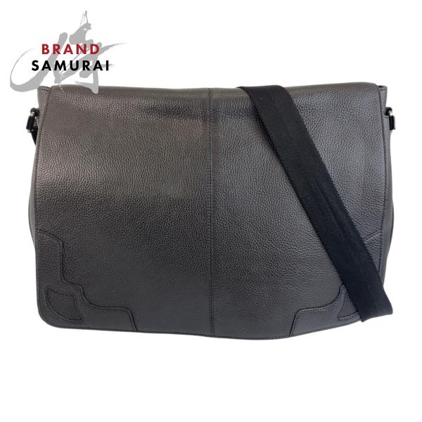 美品 CARTIER カルティエ マルチェロ ダークブラウン シルバー金具 レザー ショルダーバッグ...