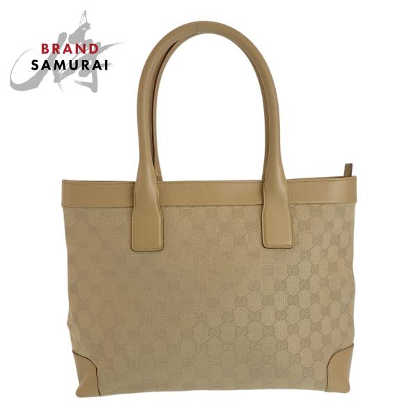 GUCCI グッチ ベージュ ゴールド金具 GGキャンバス/レザー 33890  トートバッグ ショ...