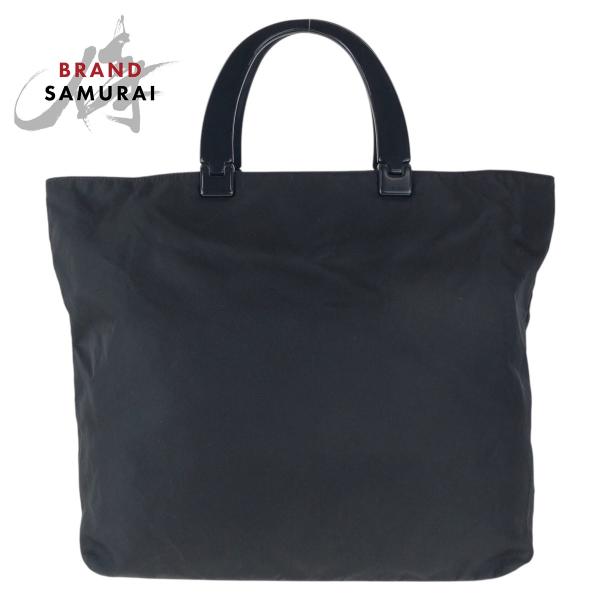 美品 PRADA プラダ テスート 三角ロゴプレート ブラック 黒 ナイロン/プラスチック トートバ...