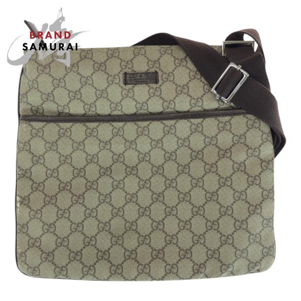 GUCCI グッチ ブラウン シルバー金具 GGスプリームキャンバス 141626 ショルダーバッグ...