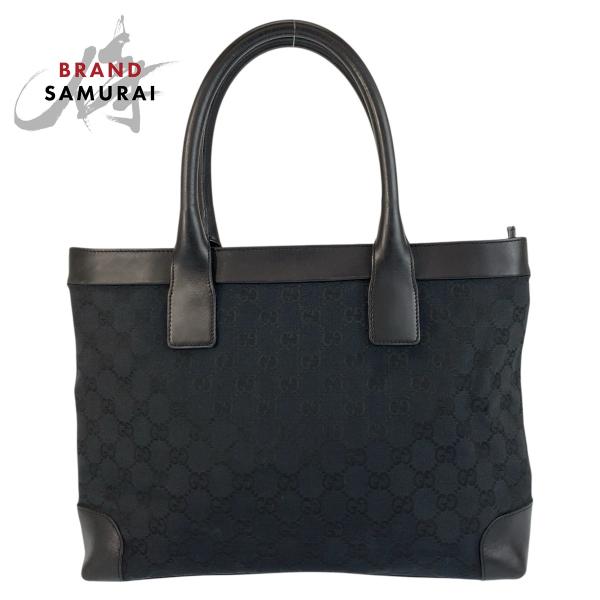 美品 GUCCI グッチ ブラック 黒 GGキャンバス/レザー 002 1119 トートバッグ ハン...