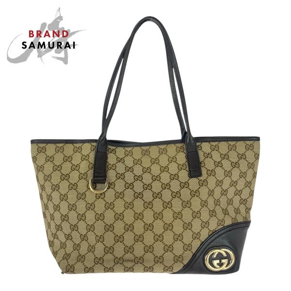 GUCCI グッチ アビー ブラウン ゴールド金具 GGキャンバス/レザー 169 946 トートバ...