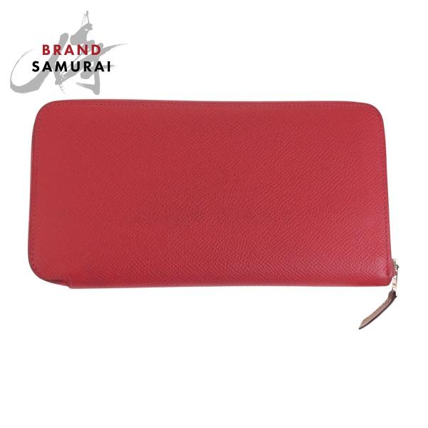 HERMES エルメス アザップ シルクイン ルージュ レッド シルバー金具 ヴォーエプソン 長財布...