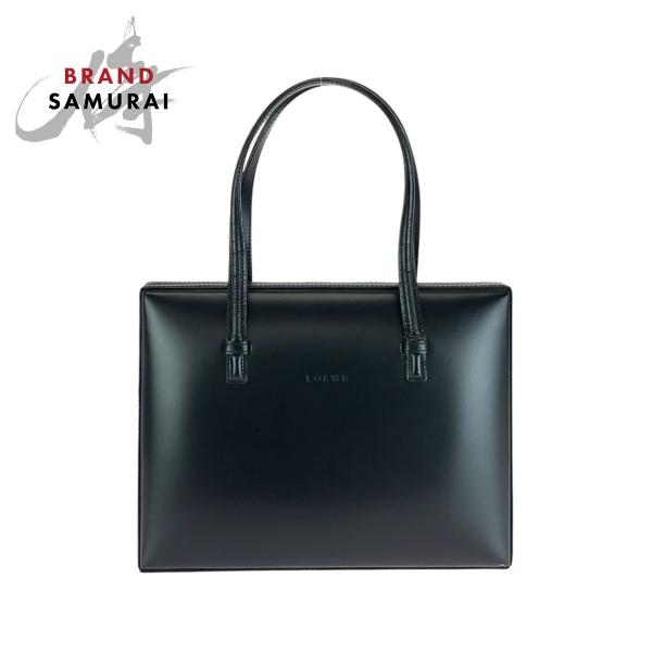 LOEWE ロエベ ヴィンテージ ブラック 黒 ゴールド金具 レザー ハンドバッグ トートバッグ レ...