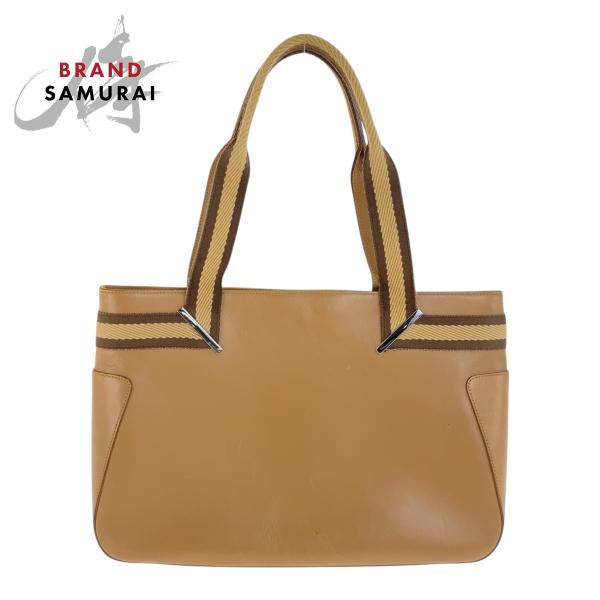 GUCCI グッチ シェリー ベージュ ブラウン シルバー金具 レザー 73983 トートバッグ シ...