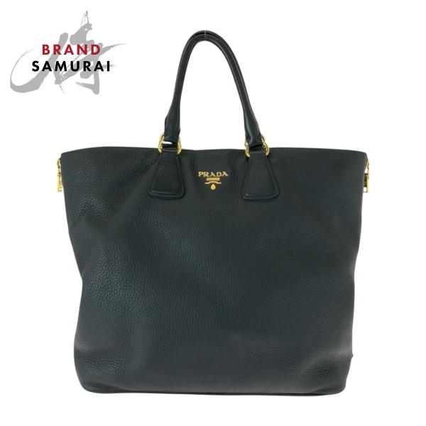 PRADA プラダ ヴィッテロダイノ ブラック 黒 ゴールド金具 レザー BN2419 トートバッグ...