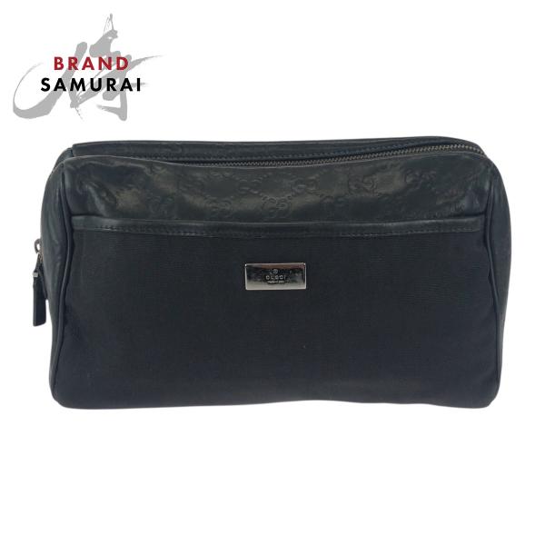 美品 GUCCI グッチ グッチシマ ブラック 黒 シルバー金具 レザー/キャンバス 162792 ...