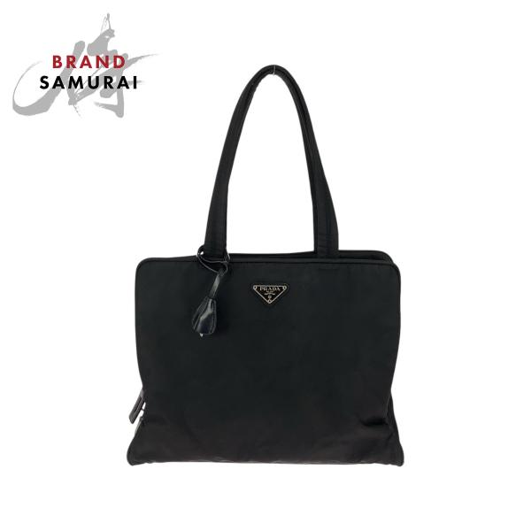 PRADA プラダ テスート 三角ロゴプレート ブラック 黒 シルバー金具  ナイロン トートバッグ...