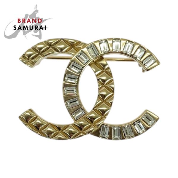 美品 CHANEL シャネル ココマーク ゴールド メタル/ラインストーン ブローチ レディース 5...